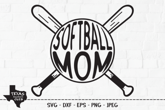 Softball Mom - Sports Shirt Design Graphics for Crafts